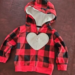 Carter's Infant Girls Plaid Hoodie with Heart